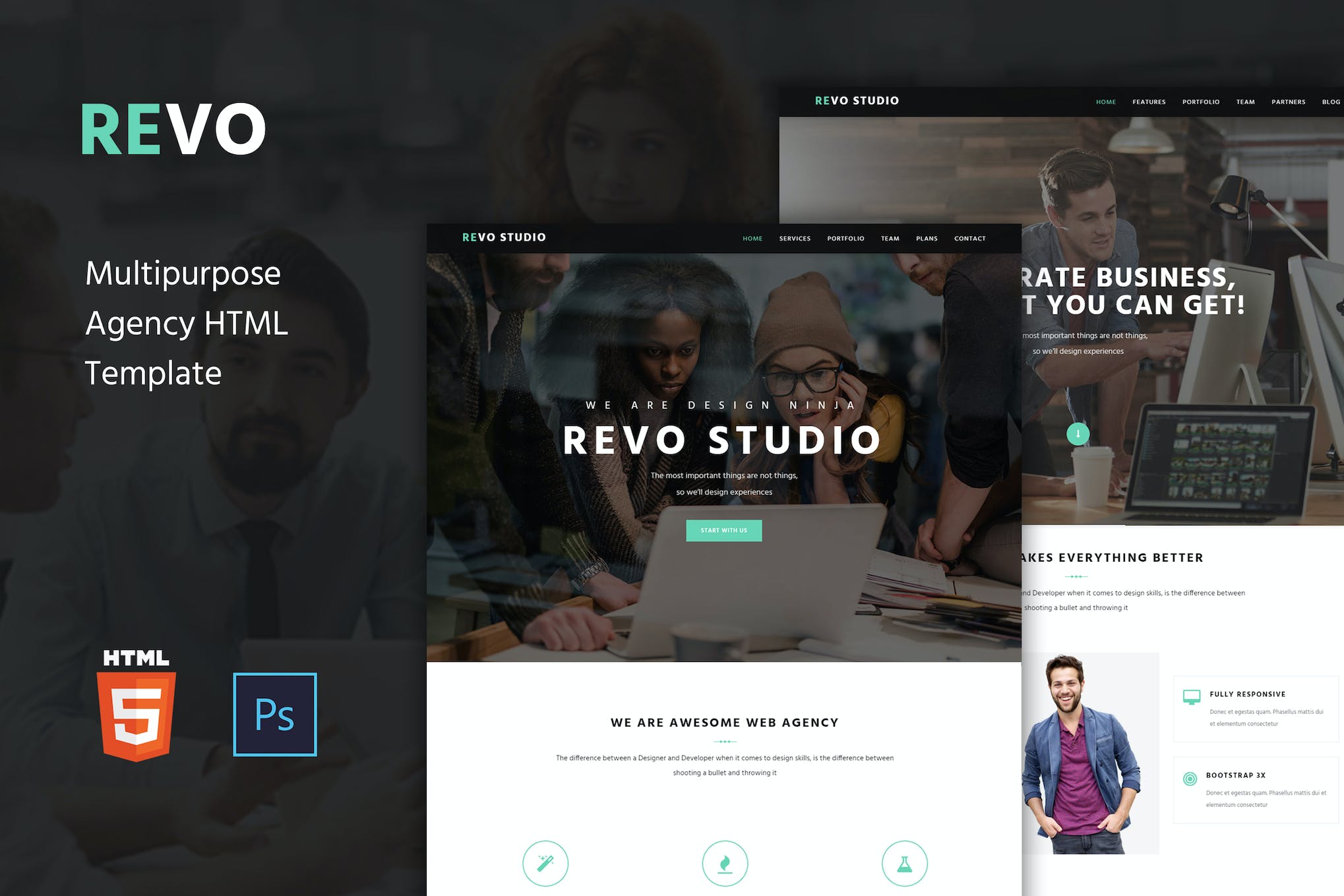 Revo Studio –  Agency Onepage HTML Template