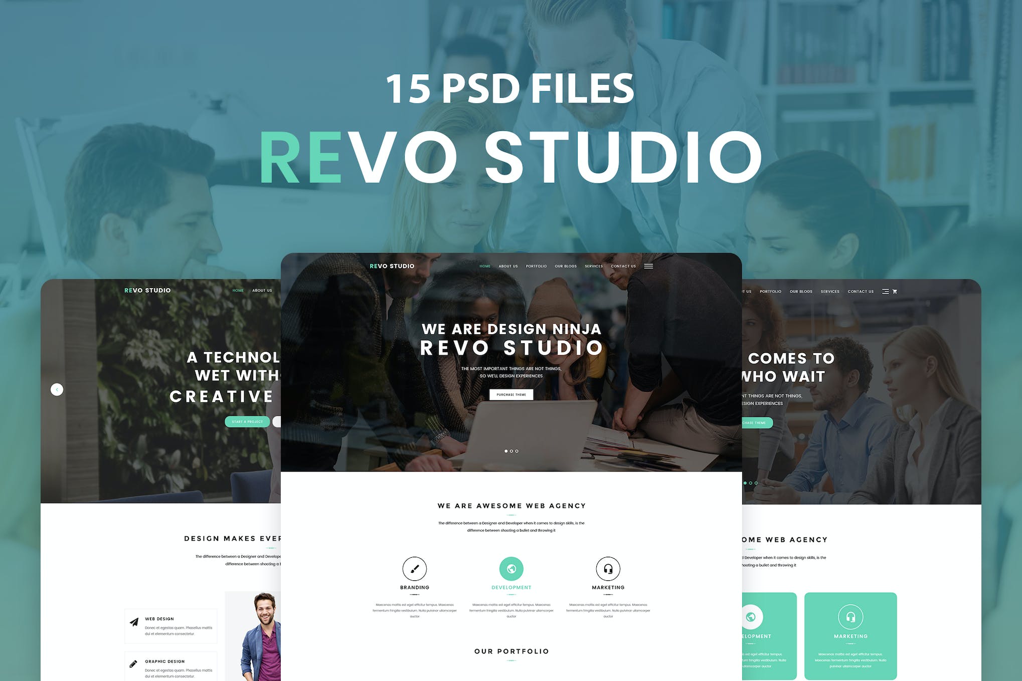 Revo Studio – One Page PSD Template