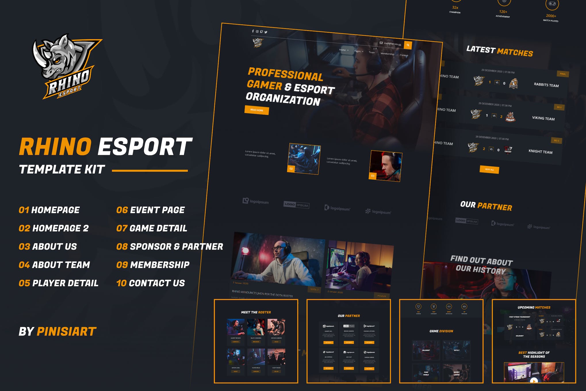 Rhino – Esports & Gaming Elementor Template Kit