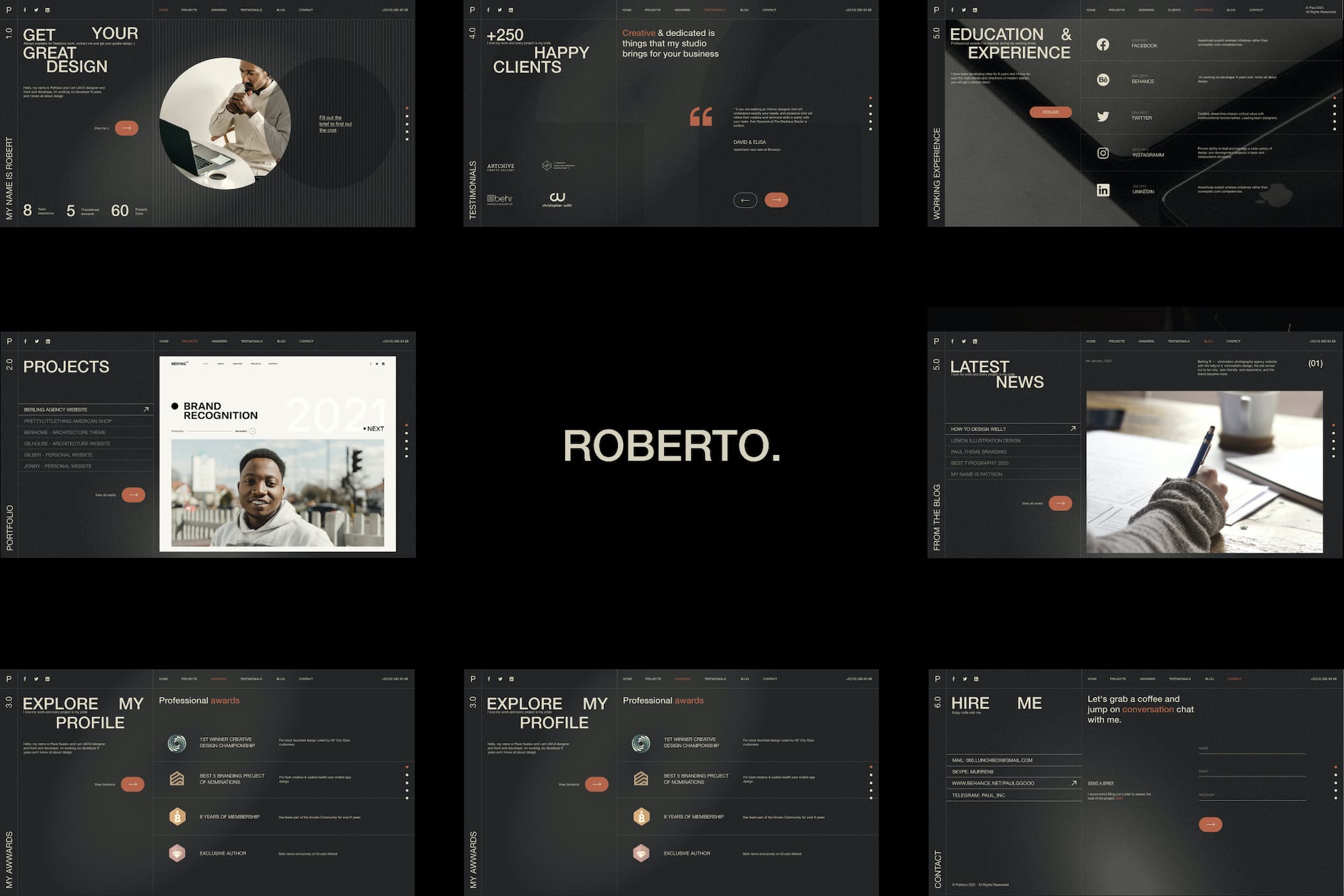 Roberto. – Onepage Horizontal Personal CV/Resume H