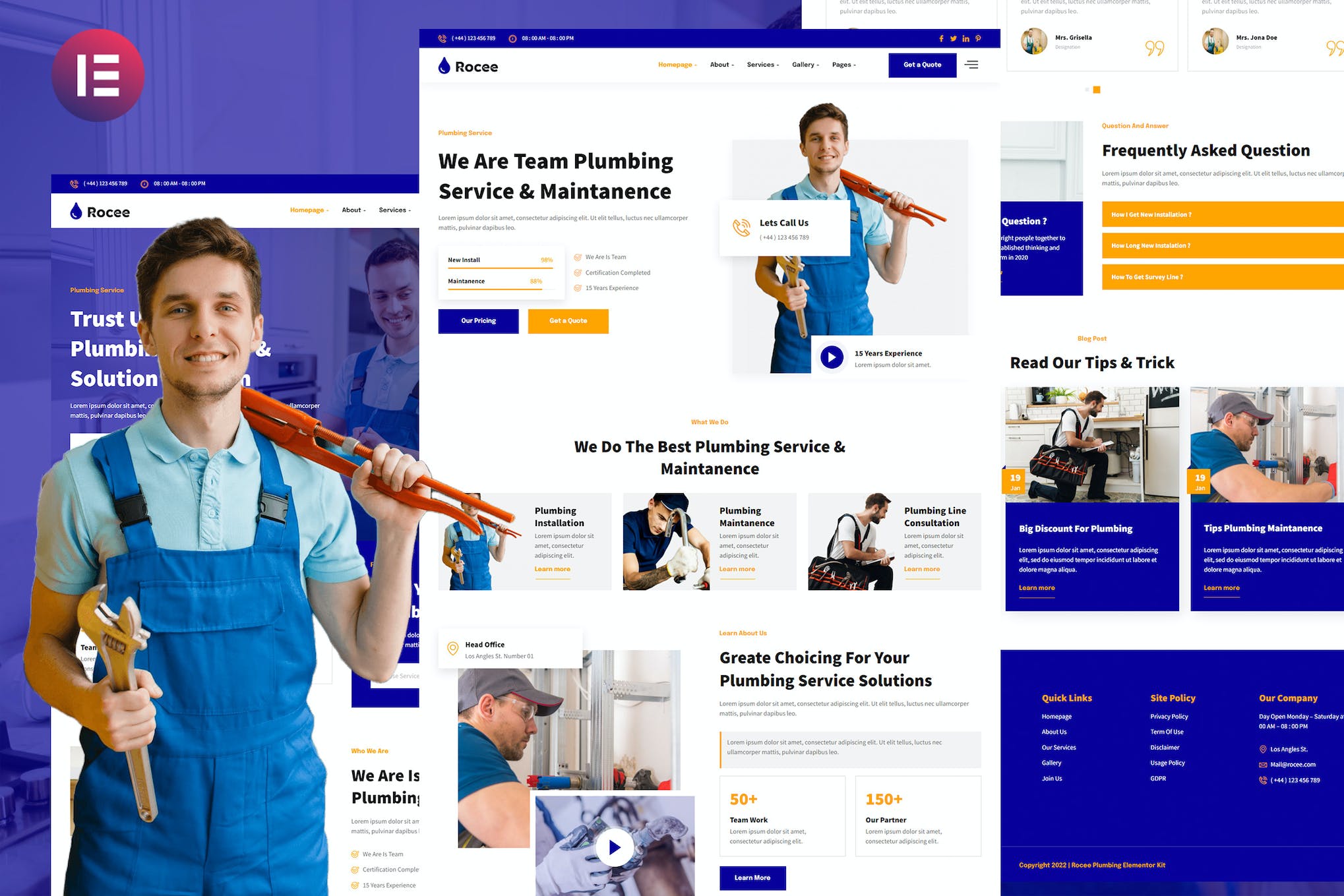 Rocee – Plumbing Service & Maintenance Elementor Template Kit