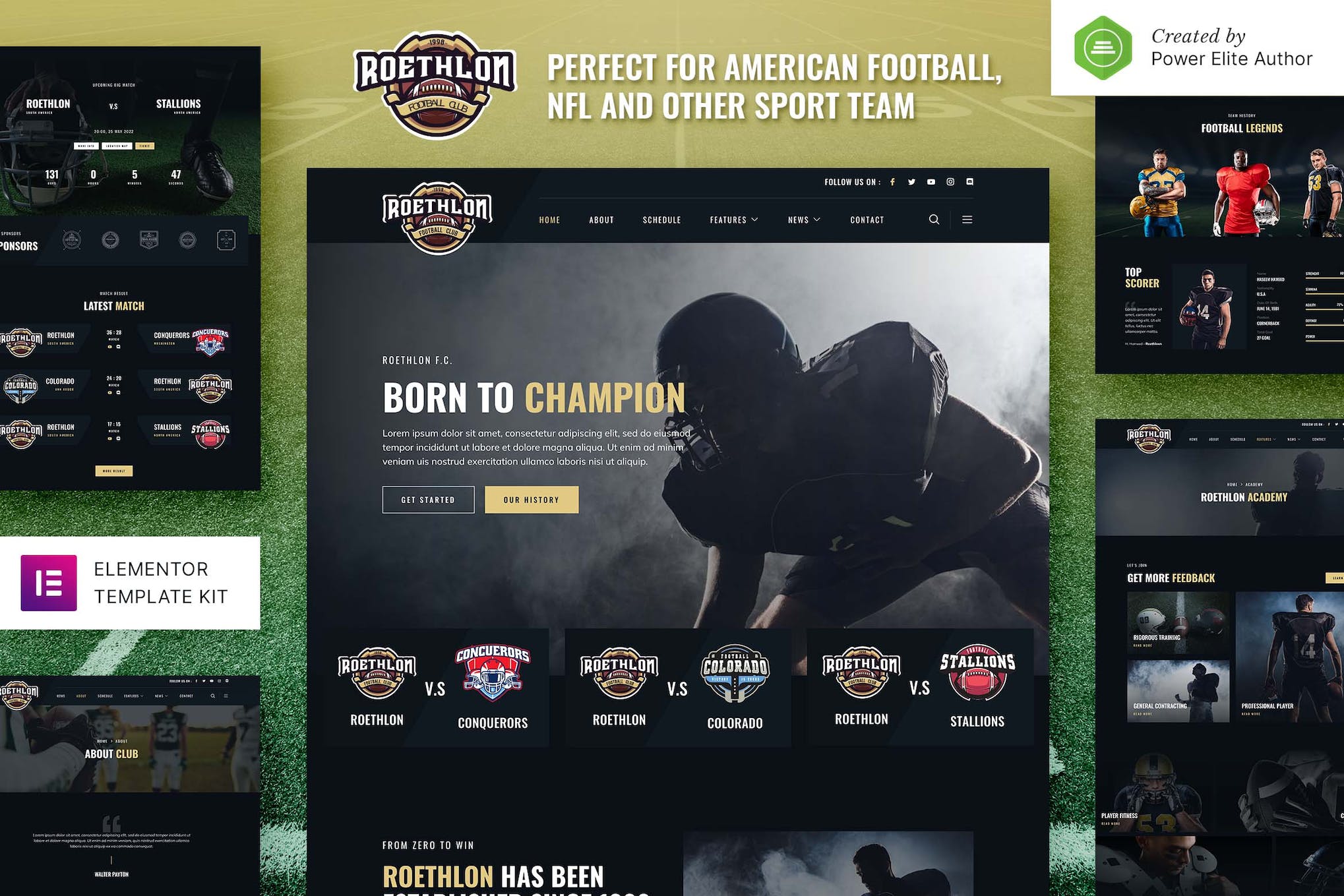 Roethlon – American Football & NFL Elementor Template Kit