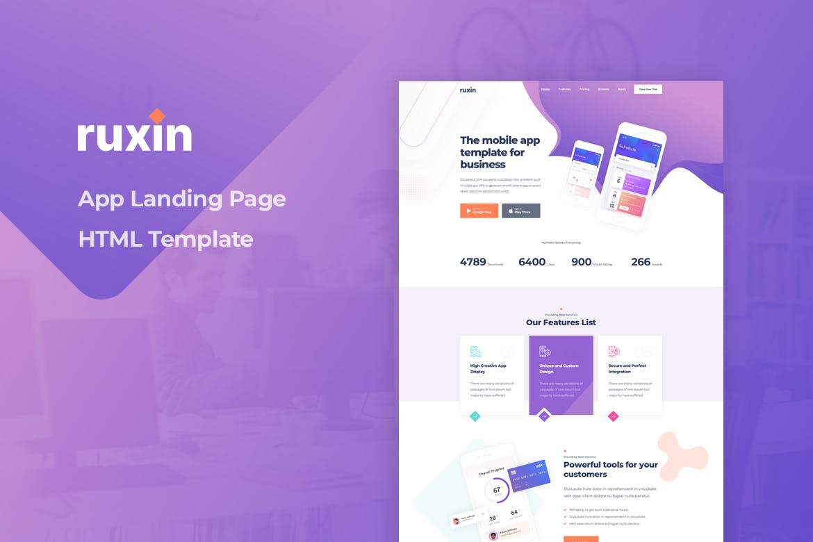 Ruxin – App Landing Page HTML Template