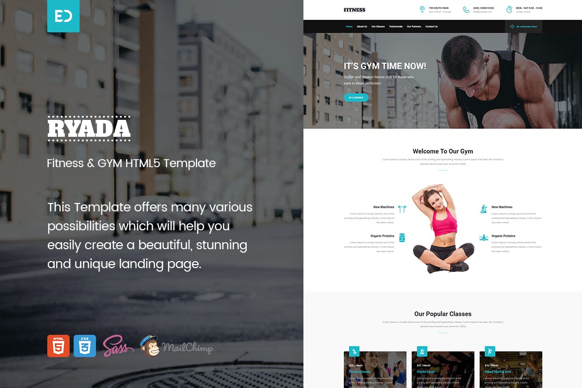 Ryada – Fitness & GYM HTML Landing Page Template