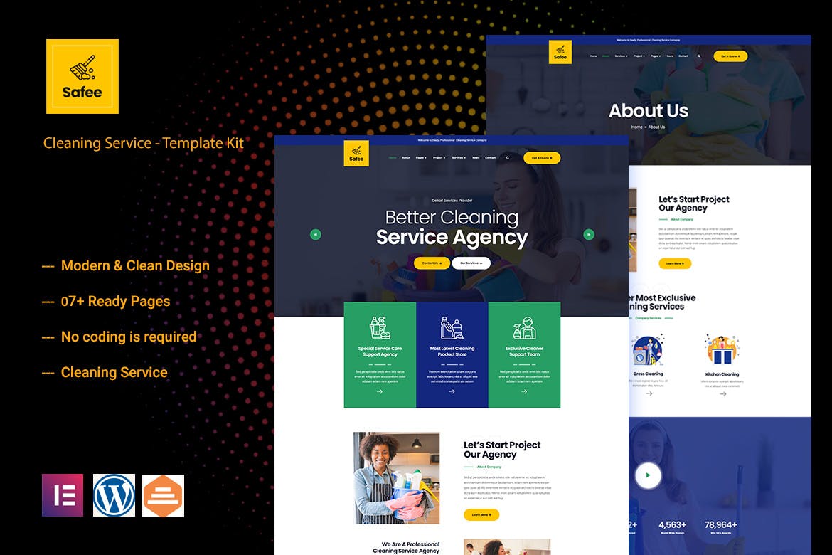 Safee – Cleaning Service Elementor Template Kit