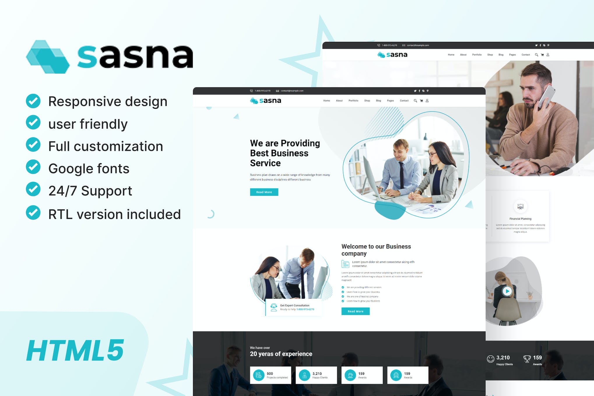 Sasna – Multipurpose Business HTML Template + RTL