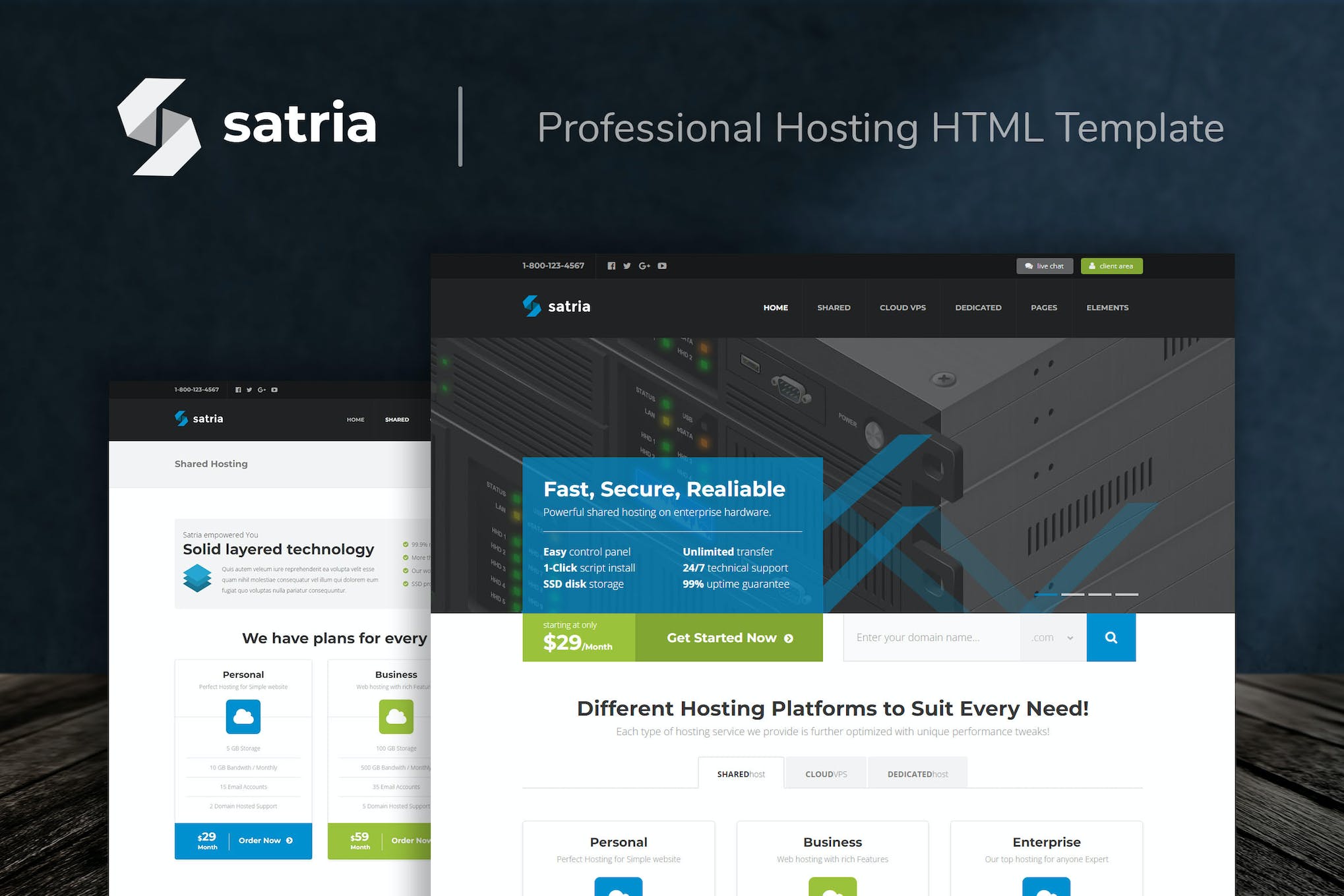 Satria – Professional Hosting HTML Template