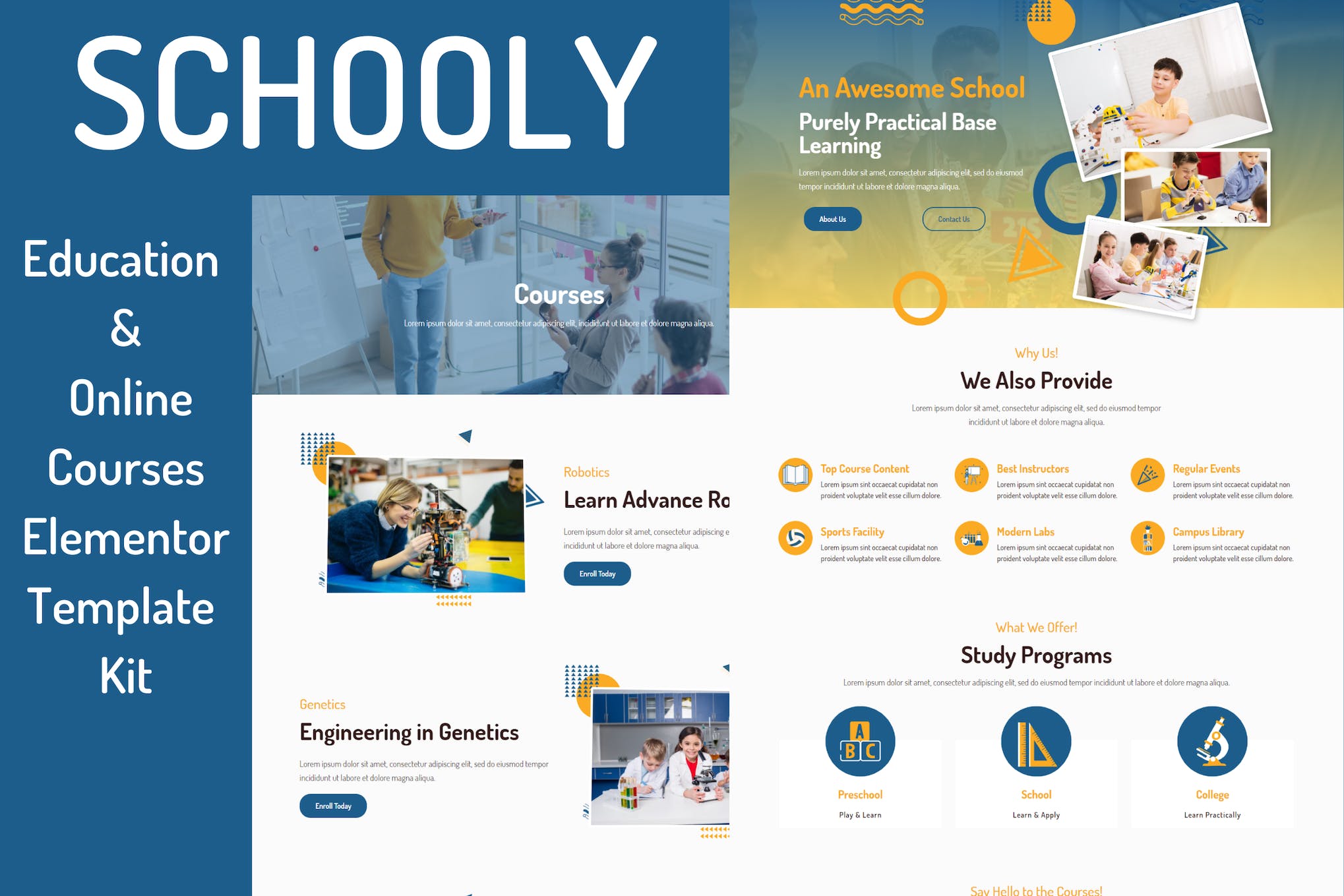 Schooly – Education & Online Courses Elementor Template Kit