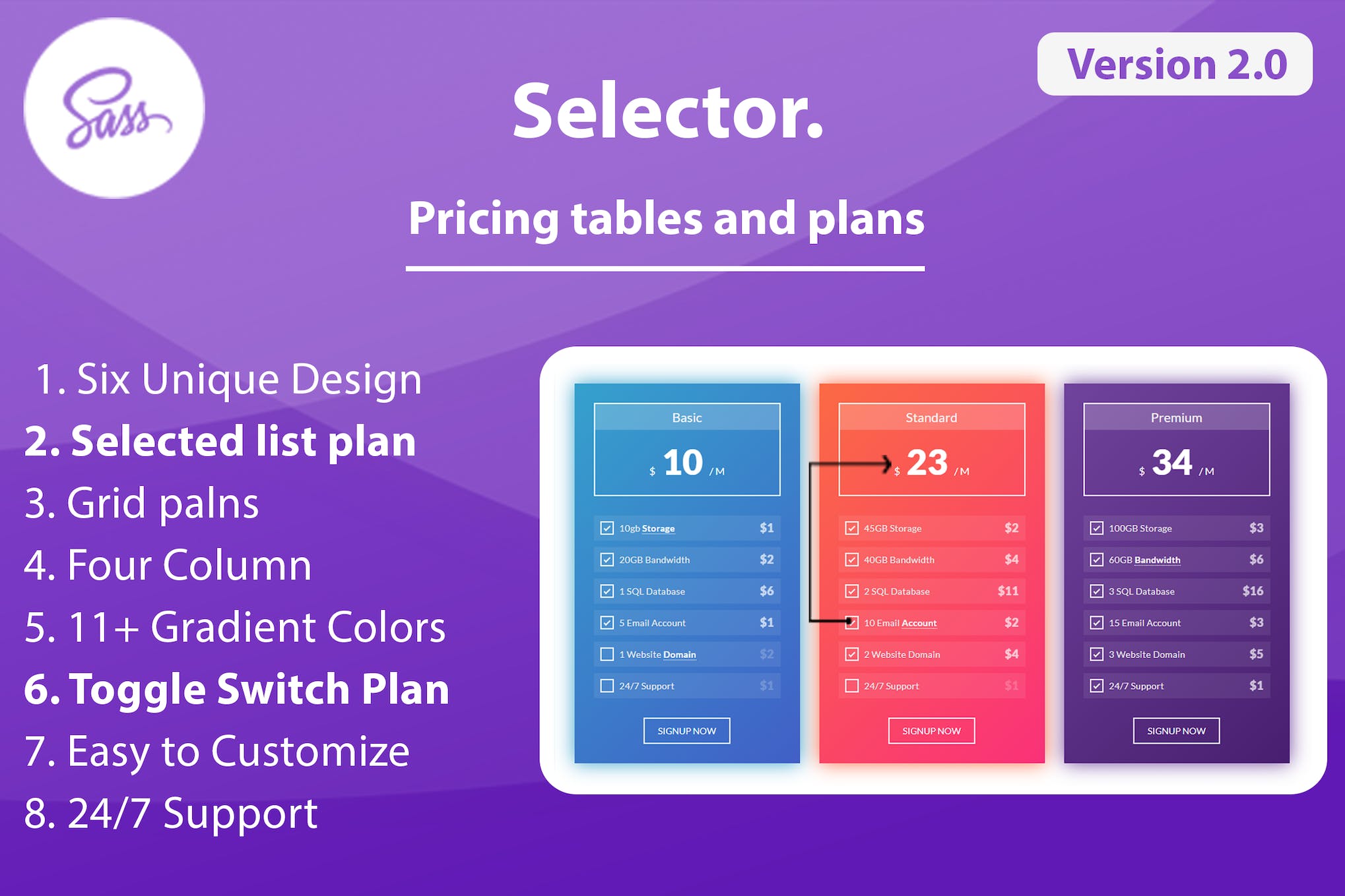 Selector – HTML Pricing Tables and Plans