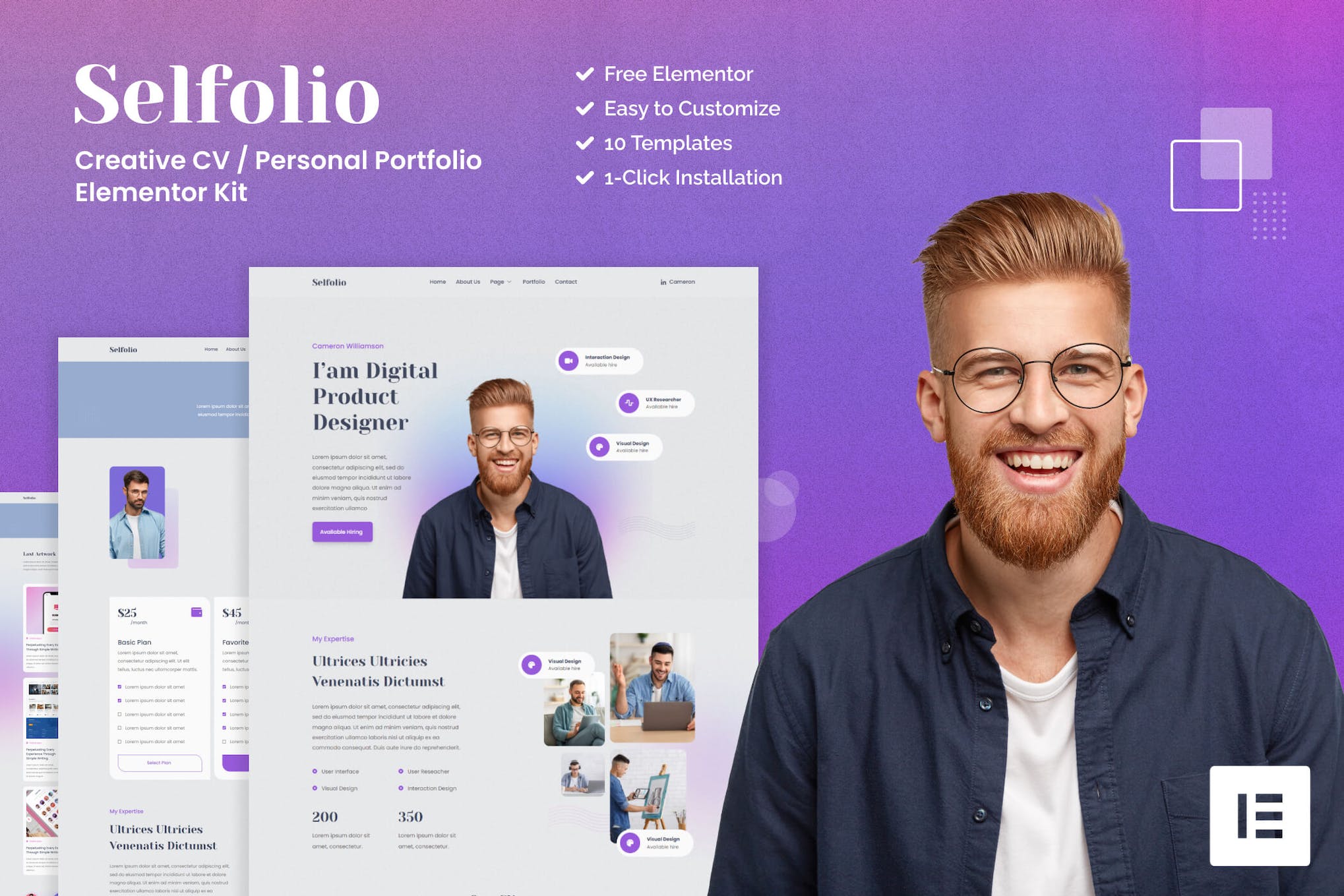 Selfolio – Creative CV Elementor Template Kit