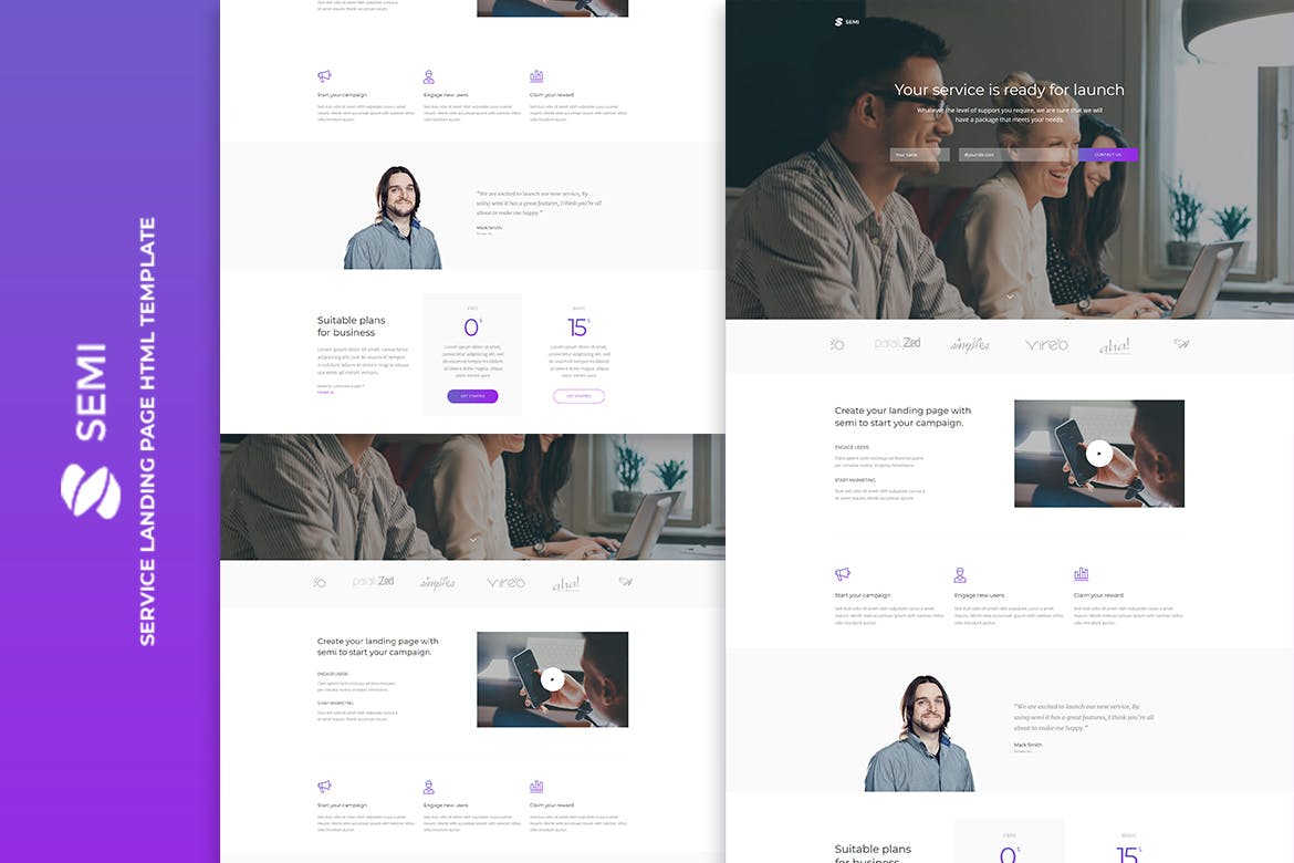 Semi – Service Landing Page HTML Template