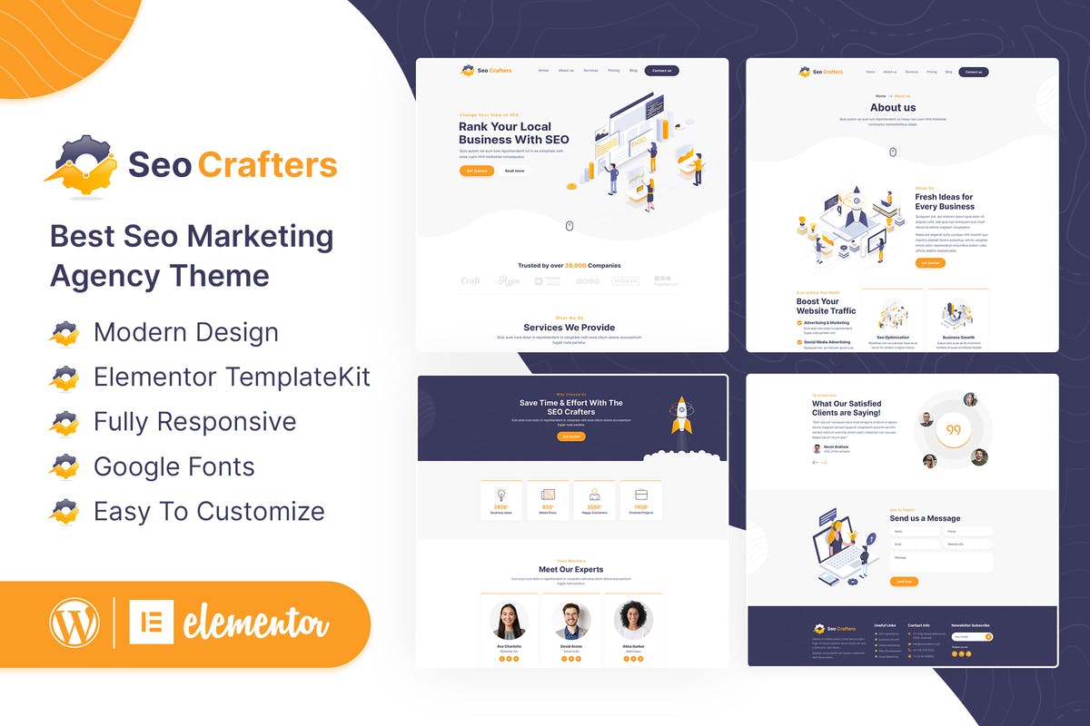 SEOCrafters – Marketing Agency Elementor Template Kit