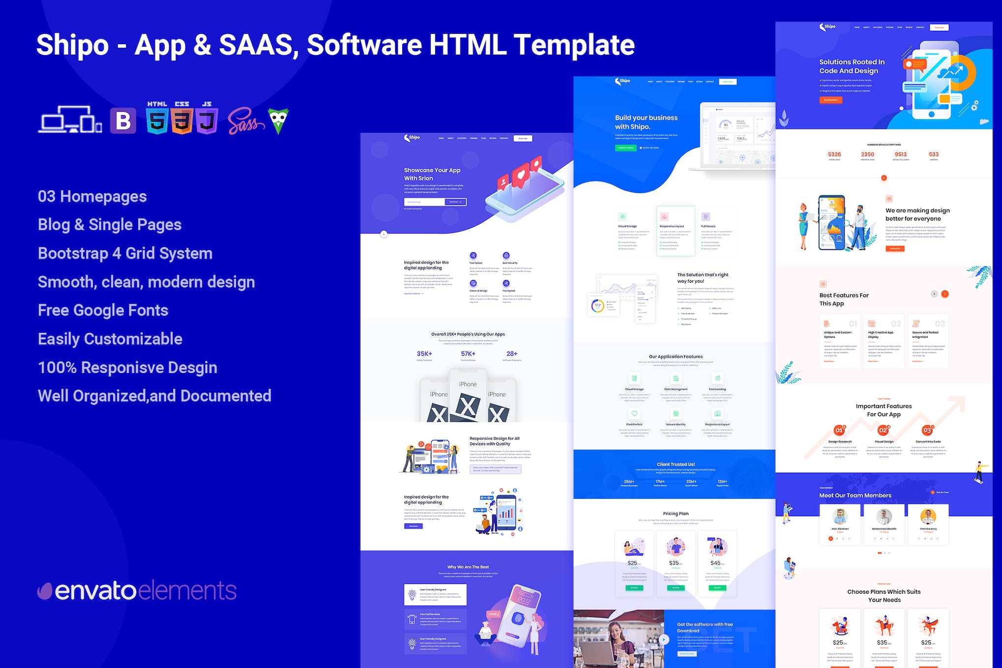 Shipo – App & SAAS Bootstrap HTML Template