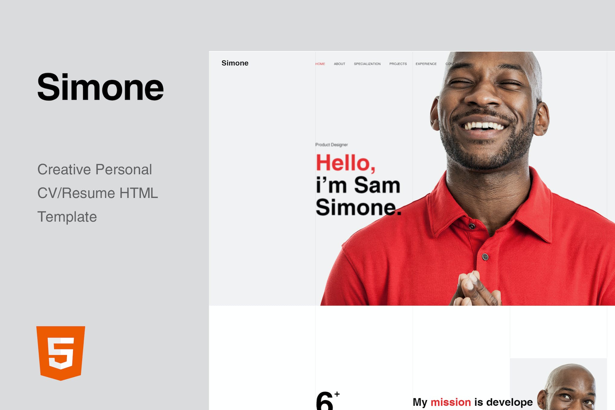 Simone – Onepage Personal CV/Resume HTML Template