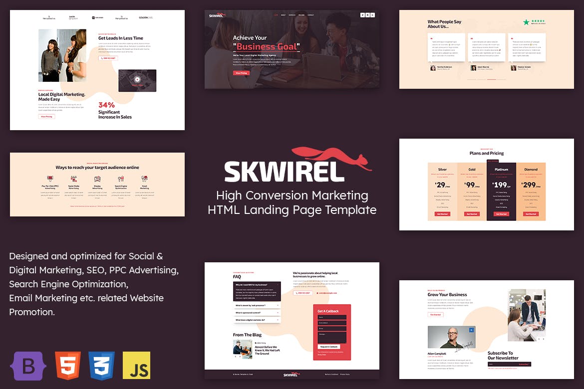 Skwirel – High Conversion Marketing Landing Page