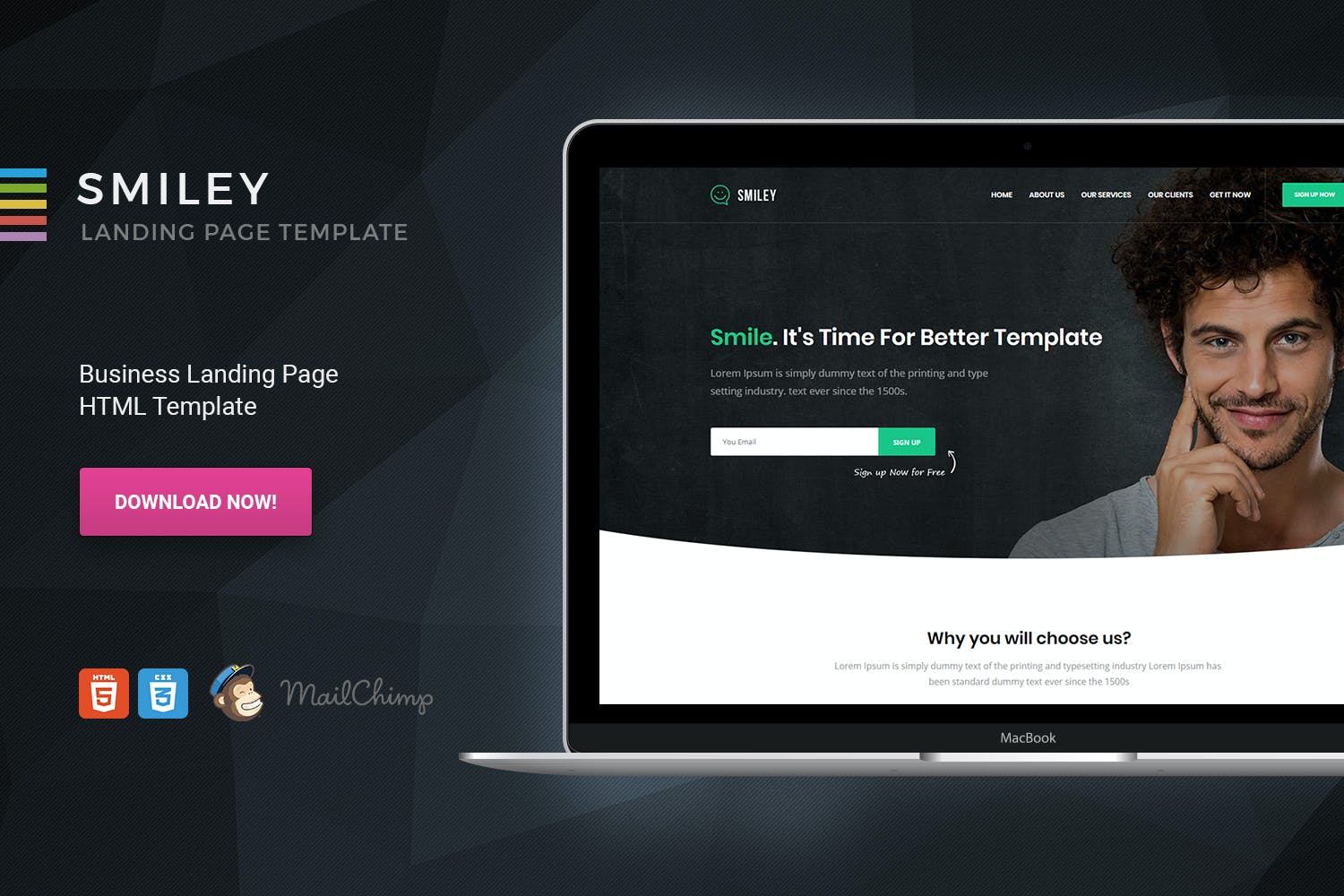 Smiley – HTML Business One Page Template