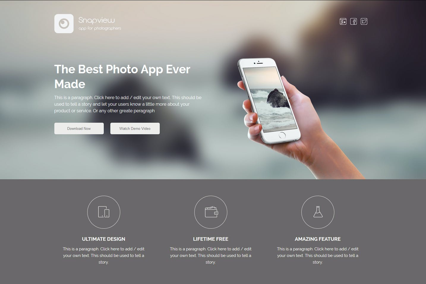 Snapview – Mobile App Landing Template