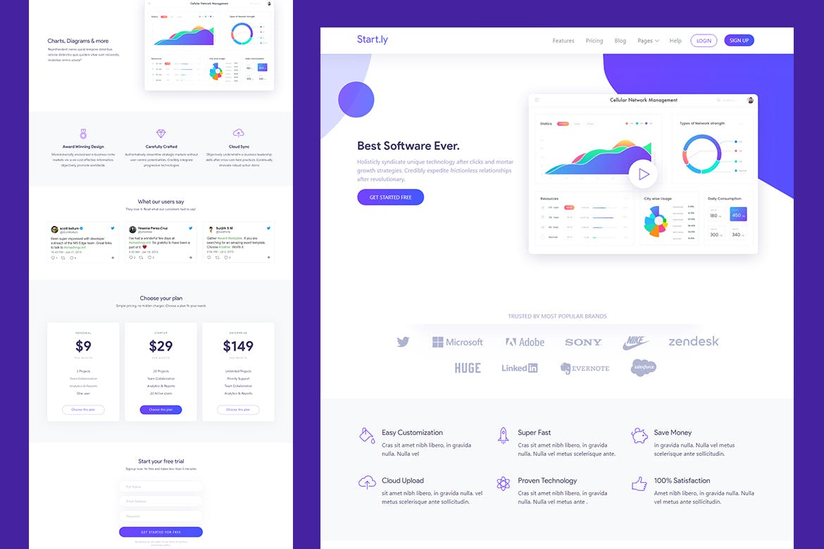 Software & SaaS App Landing Template – Startly