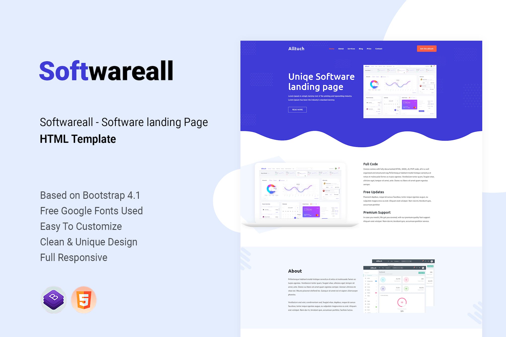 Softwareall – Software landing Page HTML Template