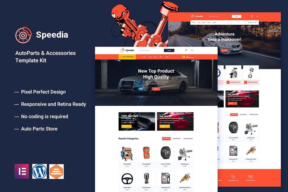 Speedia – AutoParts & Accessories Elementor Template Kit