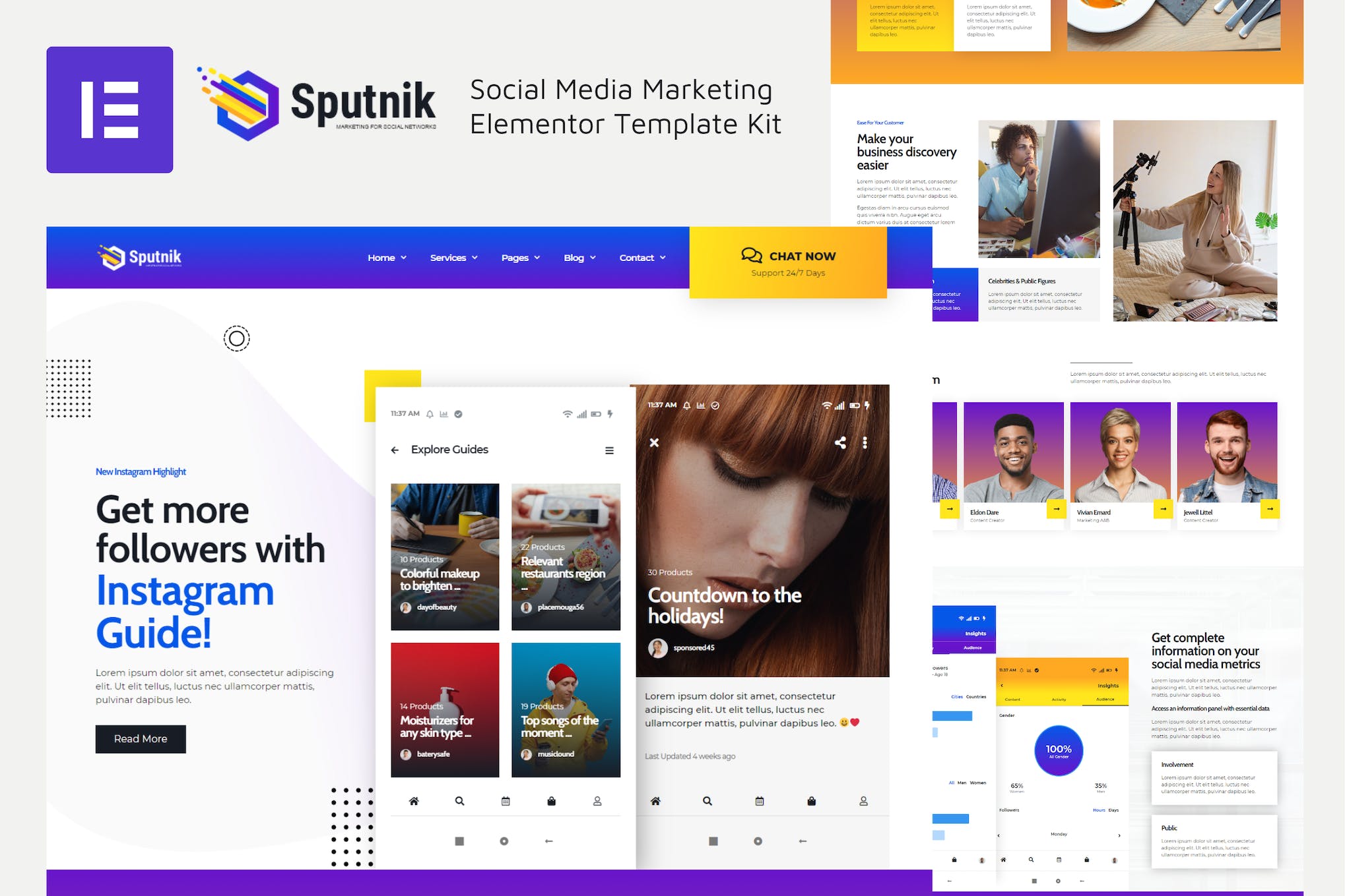 Sputnik – Social Media Marketing Elementor Template Kit