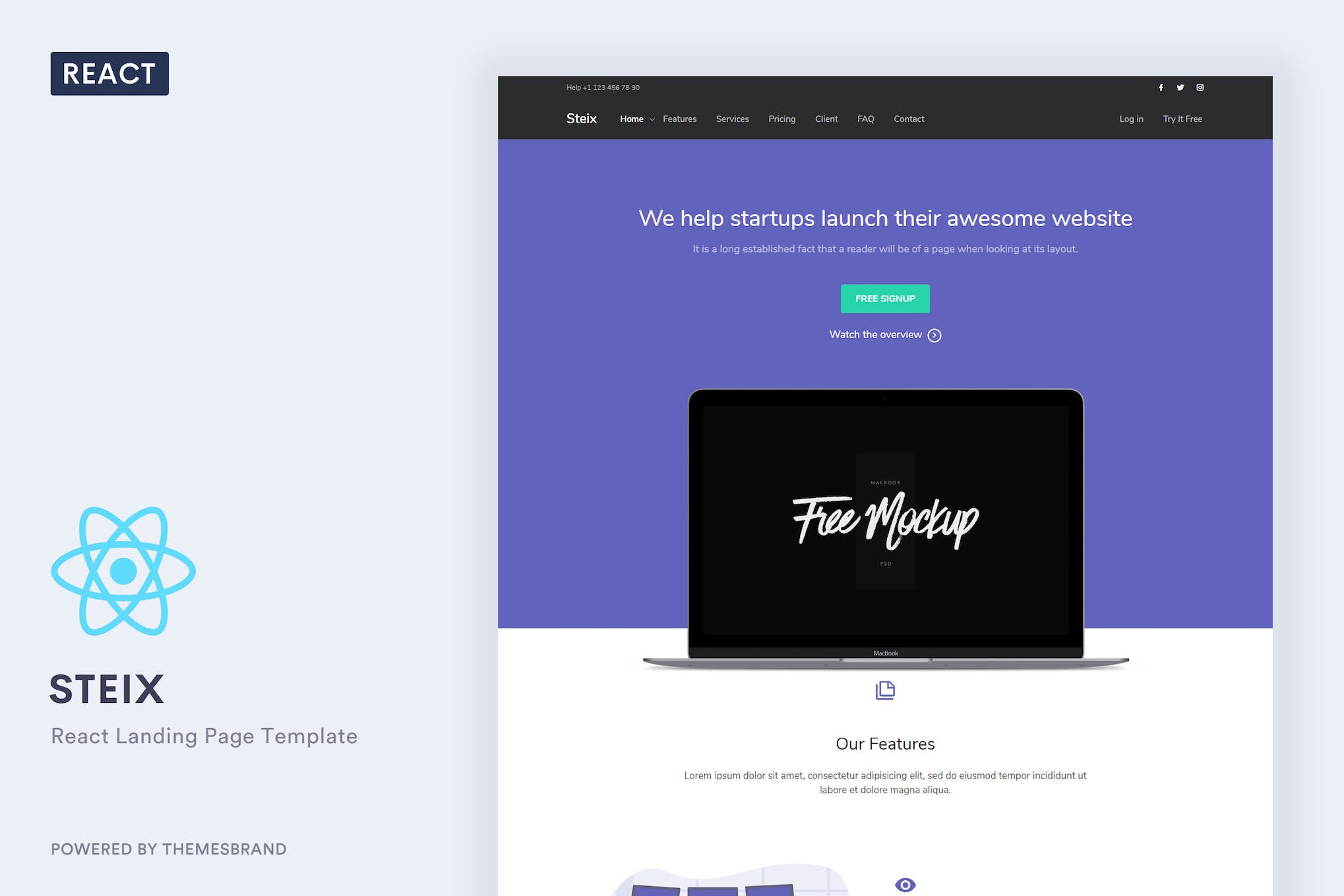 Steix React – Landing Page Template