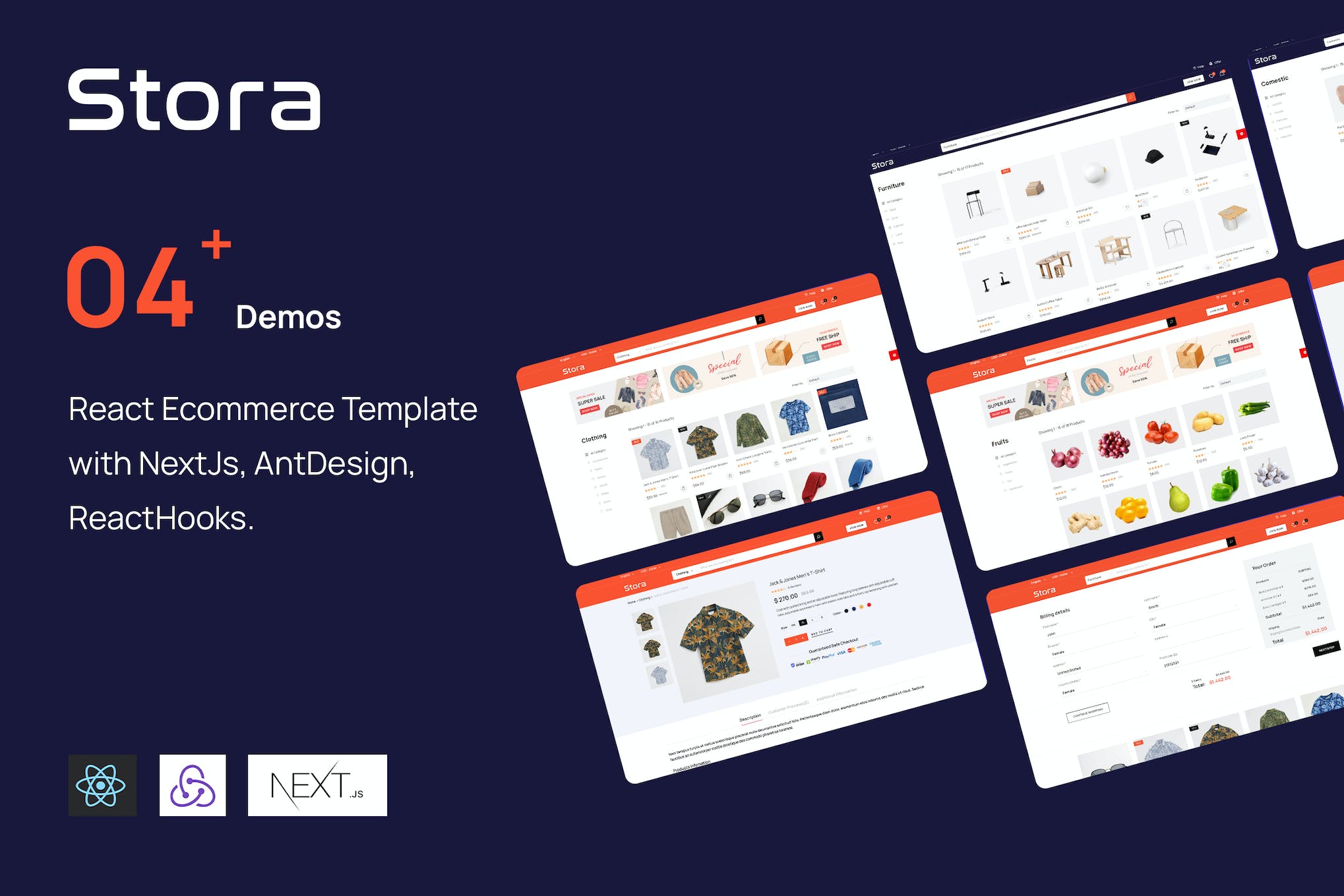 Stora – React Ecommerce NextJs, ReactHooks…