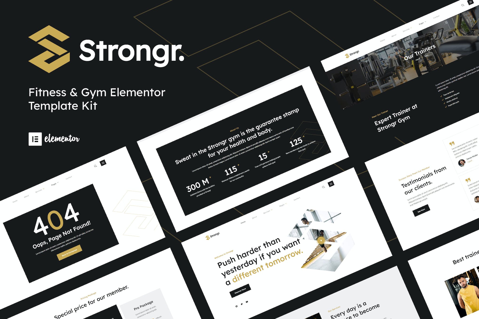 Strongr – Fitness & Gym Elementor Template Kit