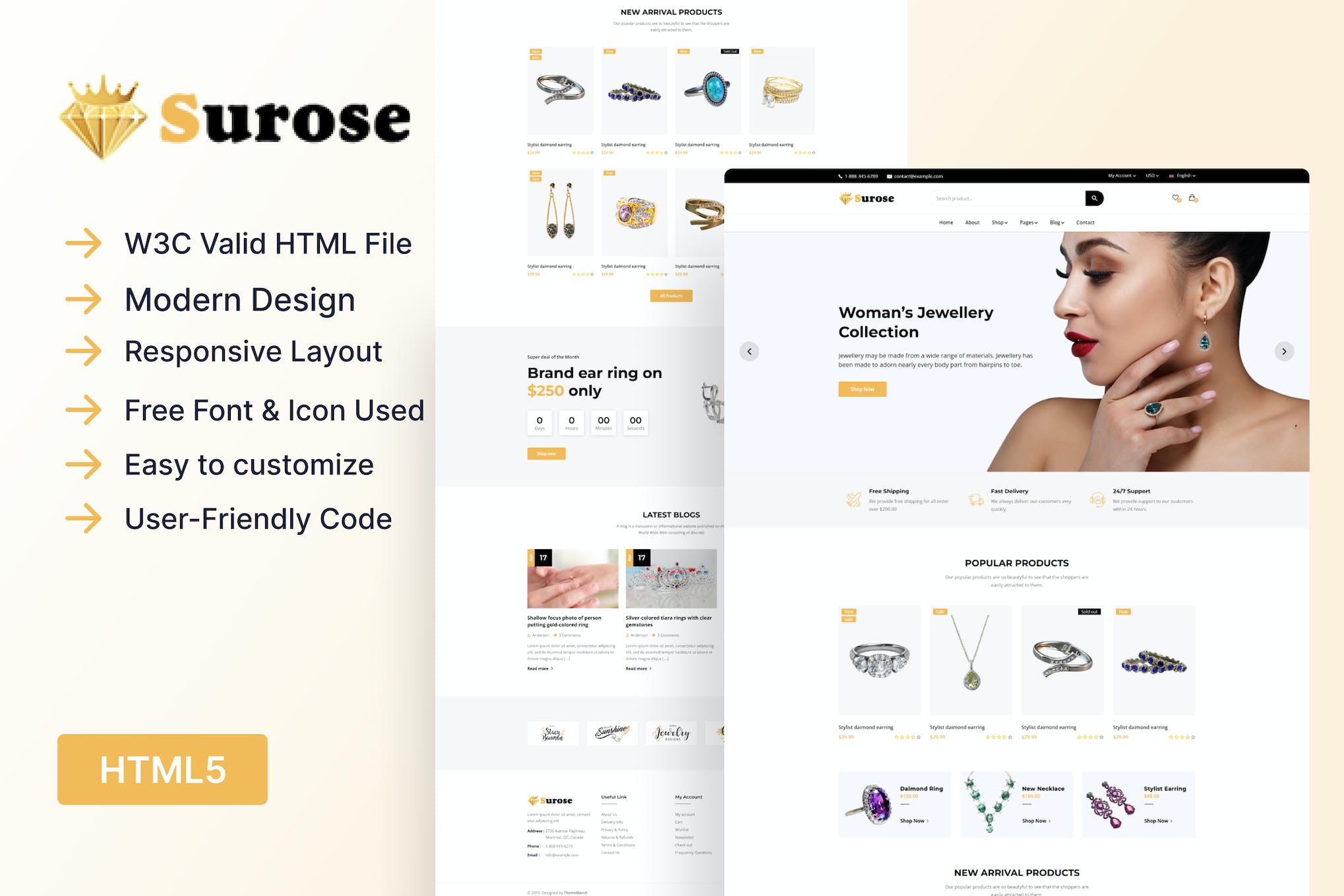 Surose – Jewelry eCommerce HTML Template