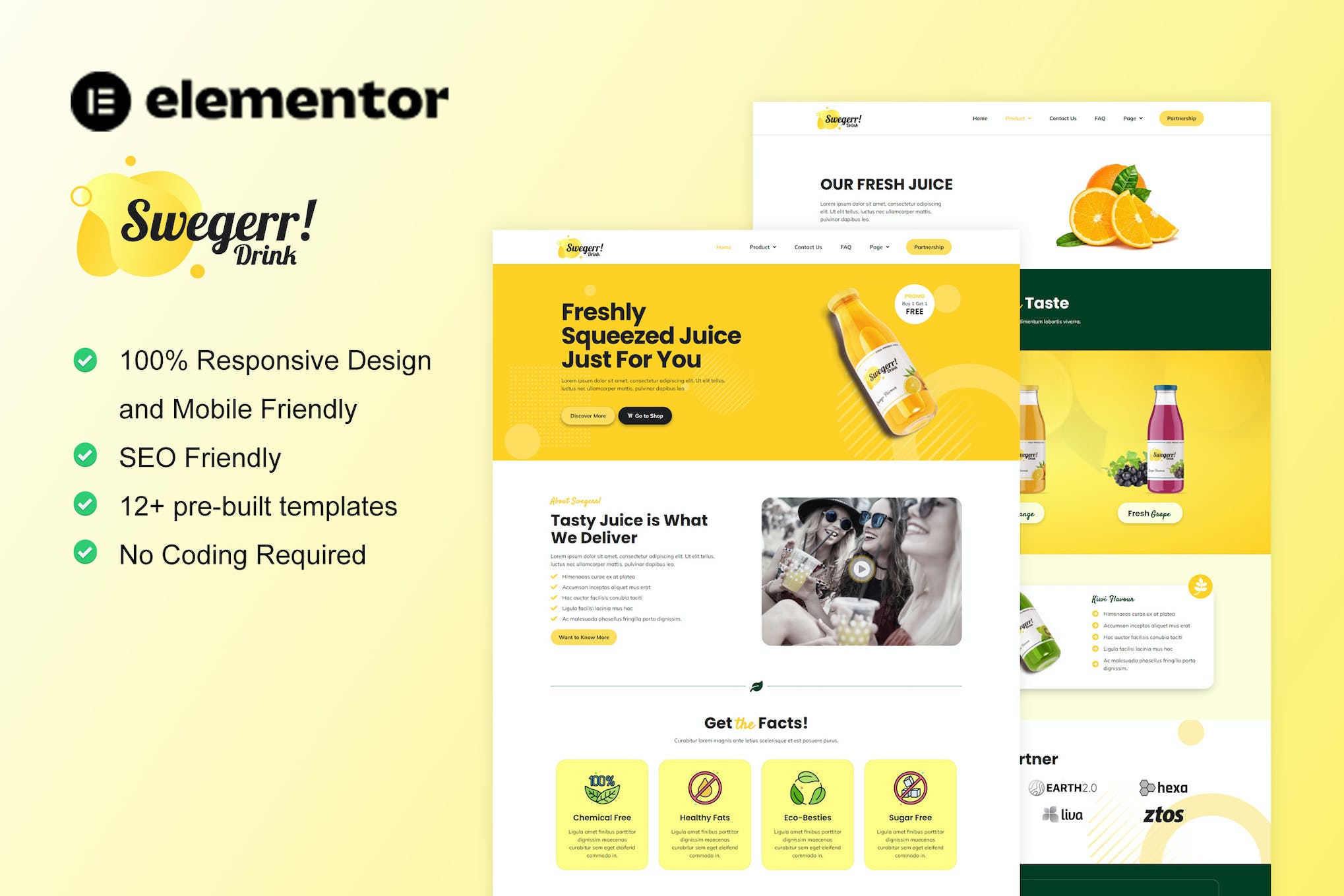 Swegerr – Juice & Fresh Drink Elementor Template Kit