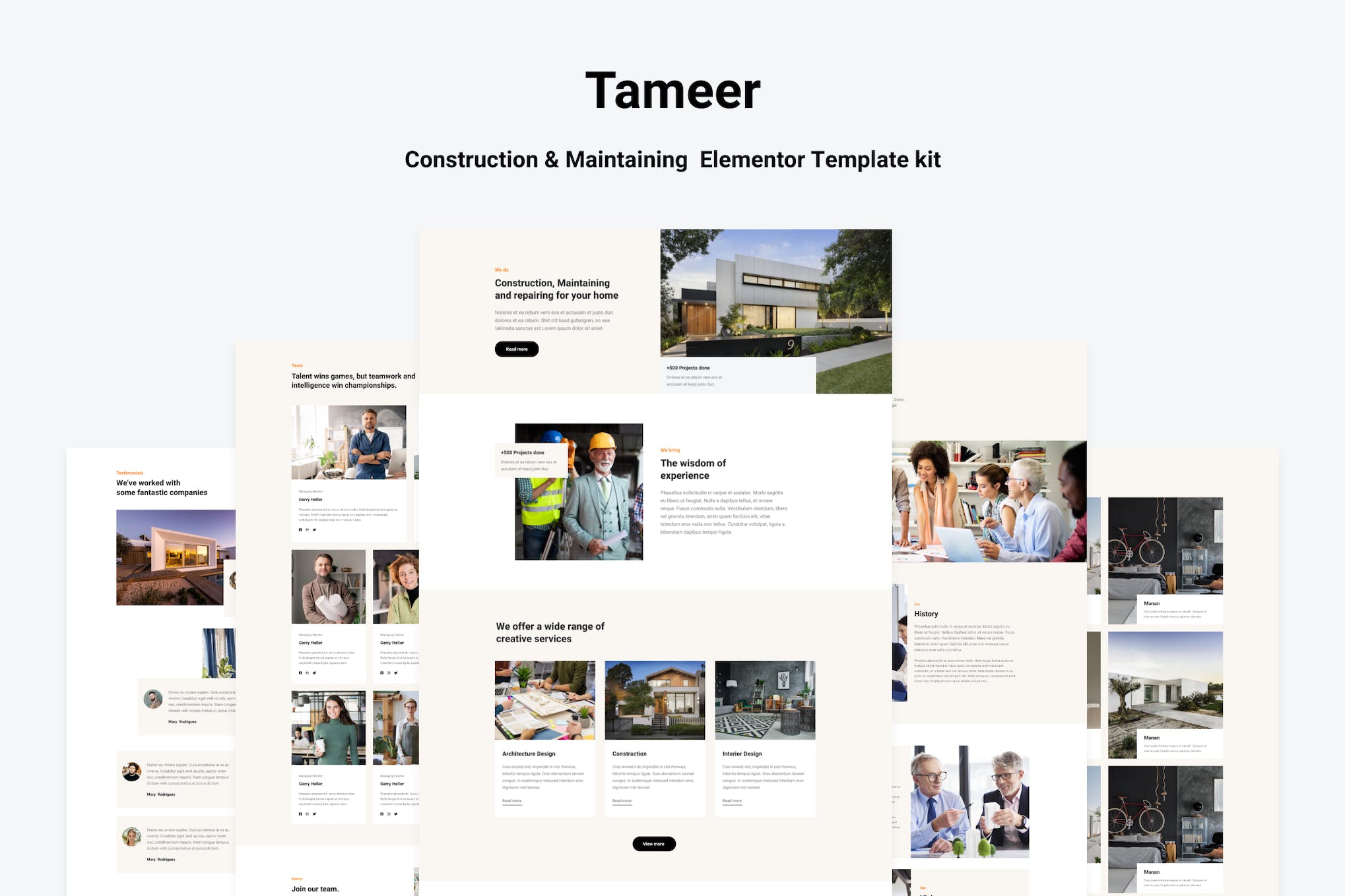 Tammer – Construction & Maintenance  Elementor Template kit