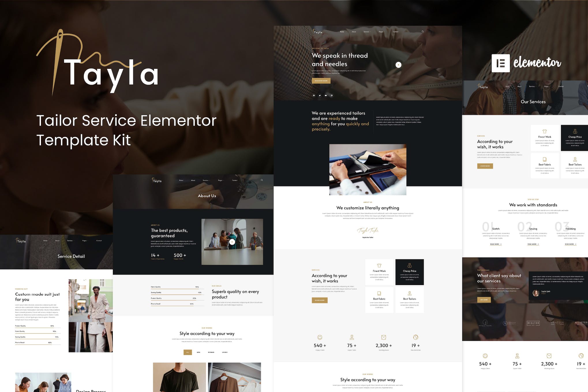 Tayla – Tailor Service Elementor Template Kit