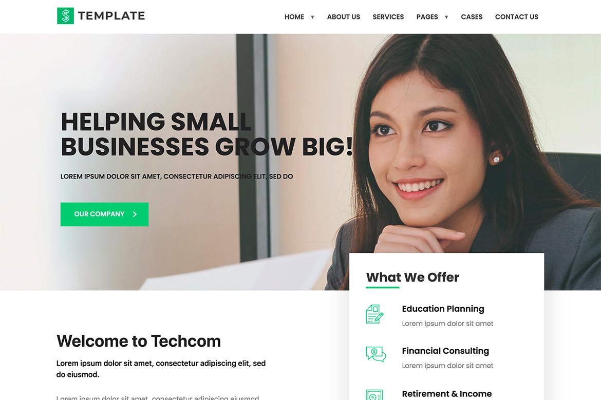 Techcom – Investment Consulting Elementor Template Kit