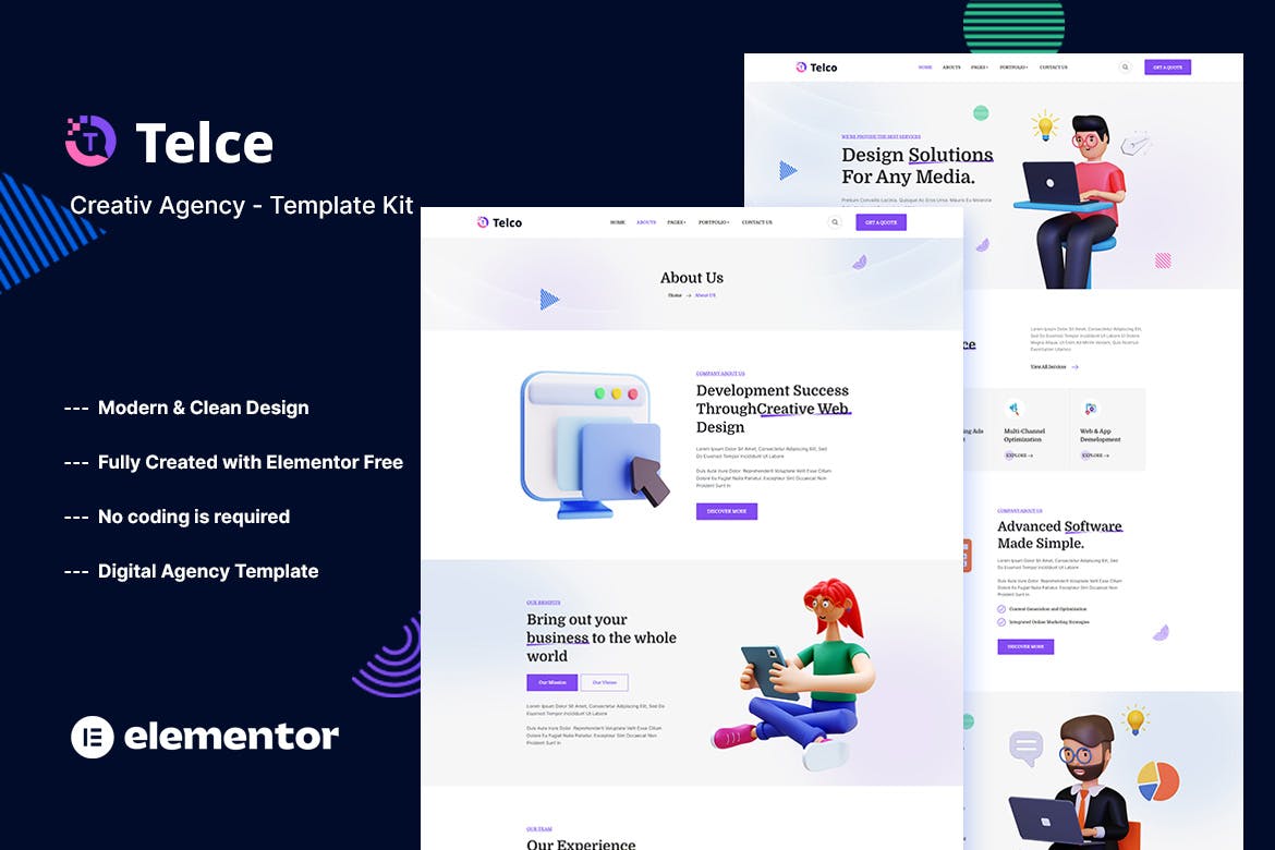 Telce – Creative Agency Elementor Template Kit