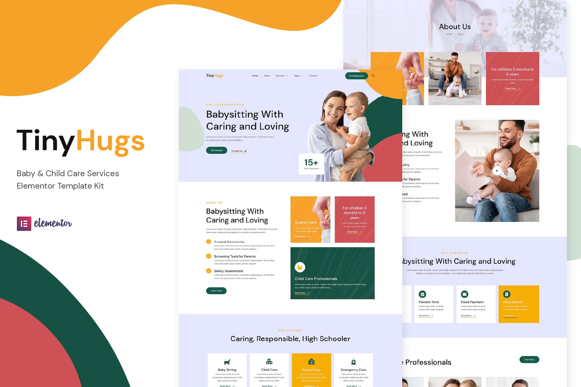 Tiny Hugs – Baby & Child Care Services Elementor Template Kit