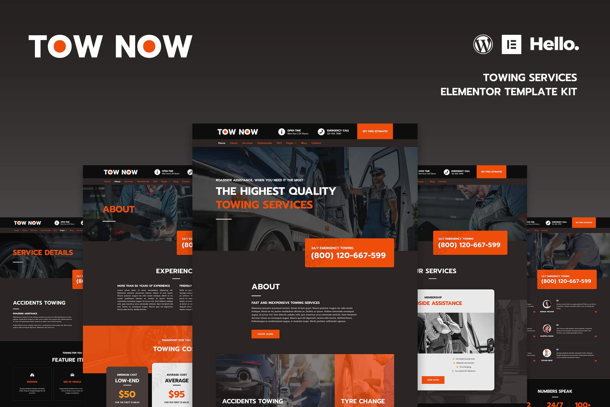 Tow Now – Towing Services Elementor Template Kit