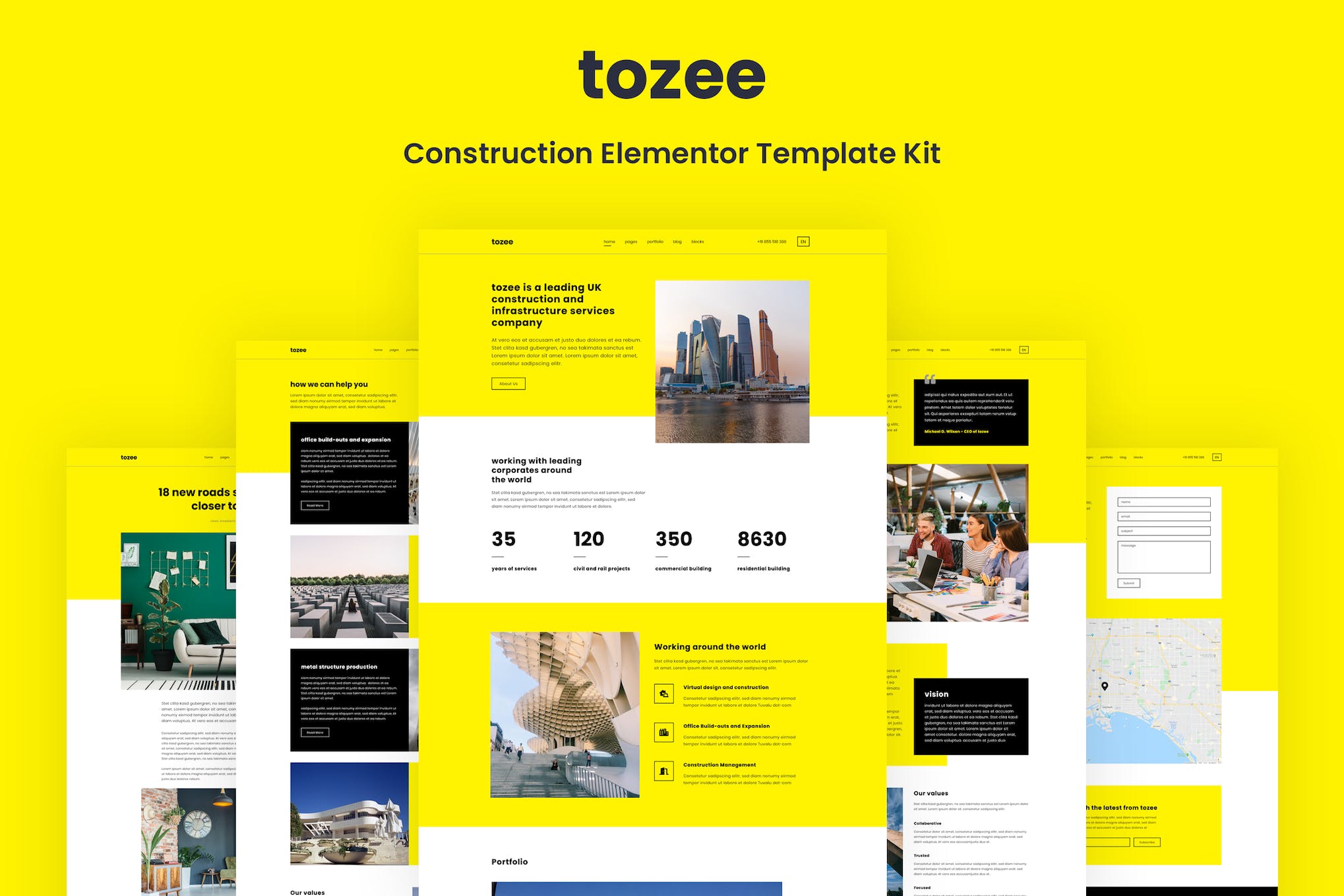 Tozee – Construction Elementor Template Kit