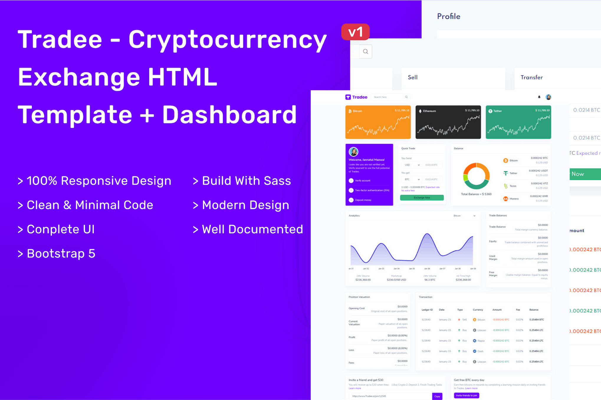 Tradee – Cryptocurrency Exchange Template