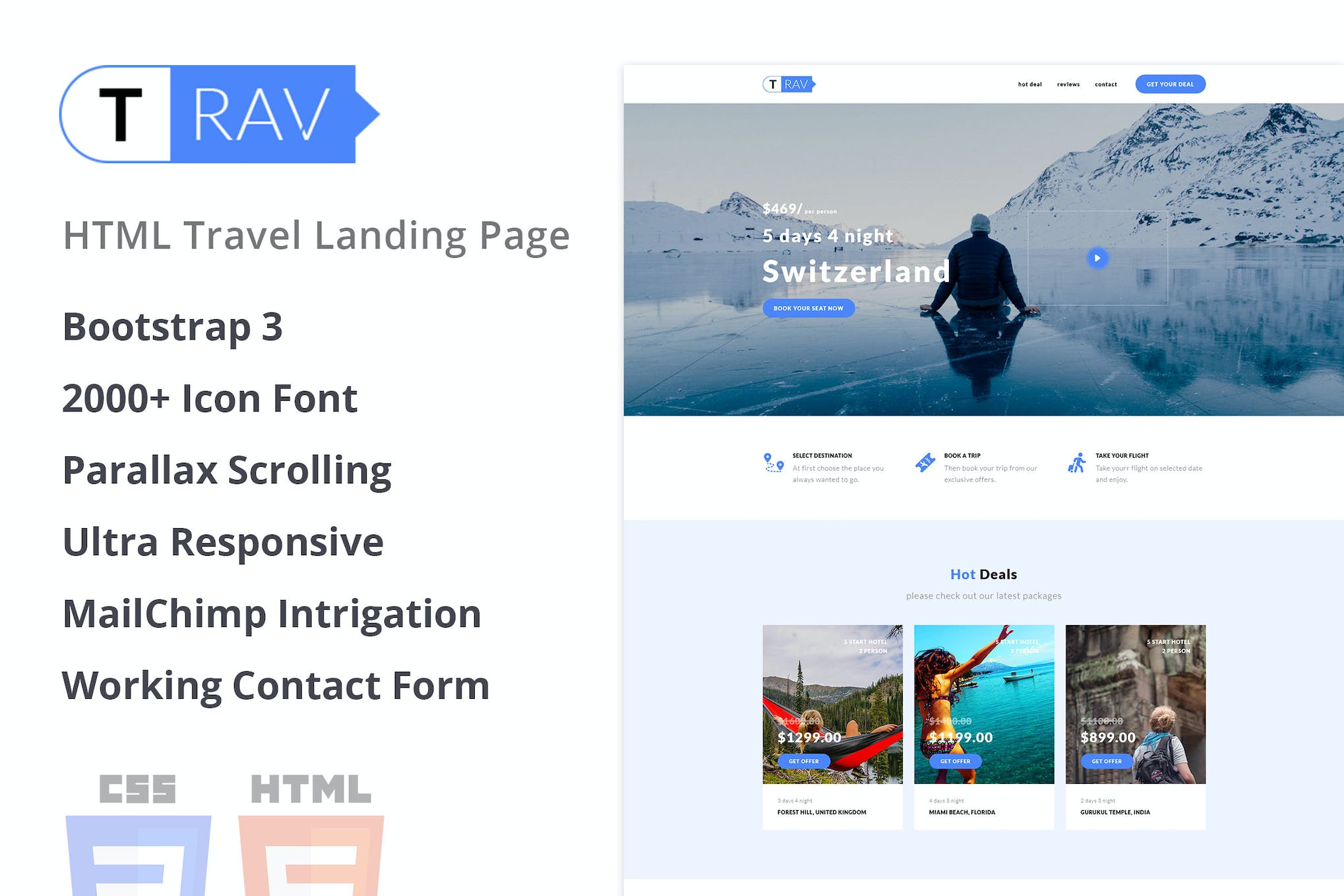 Trav | Travel HTML Landing Page