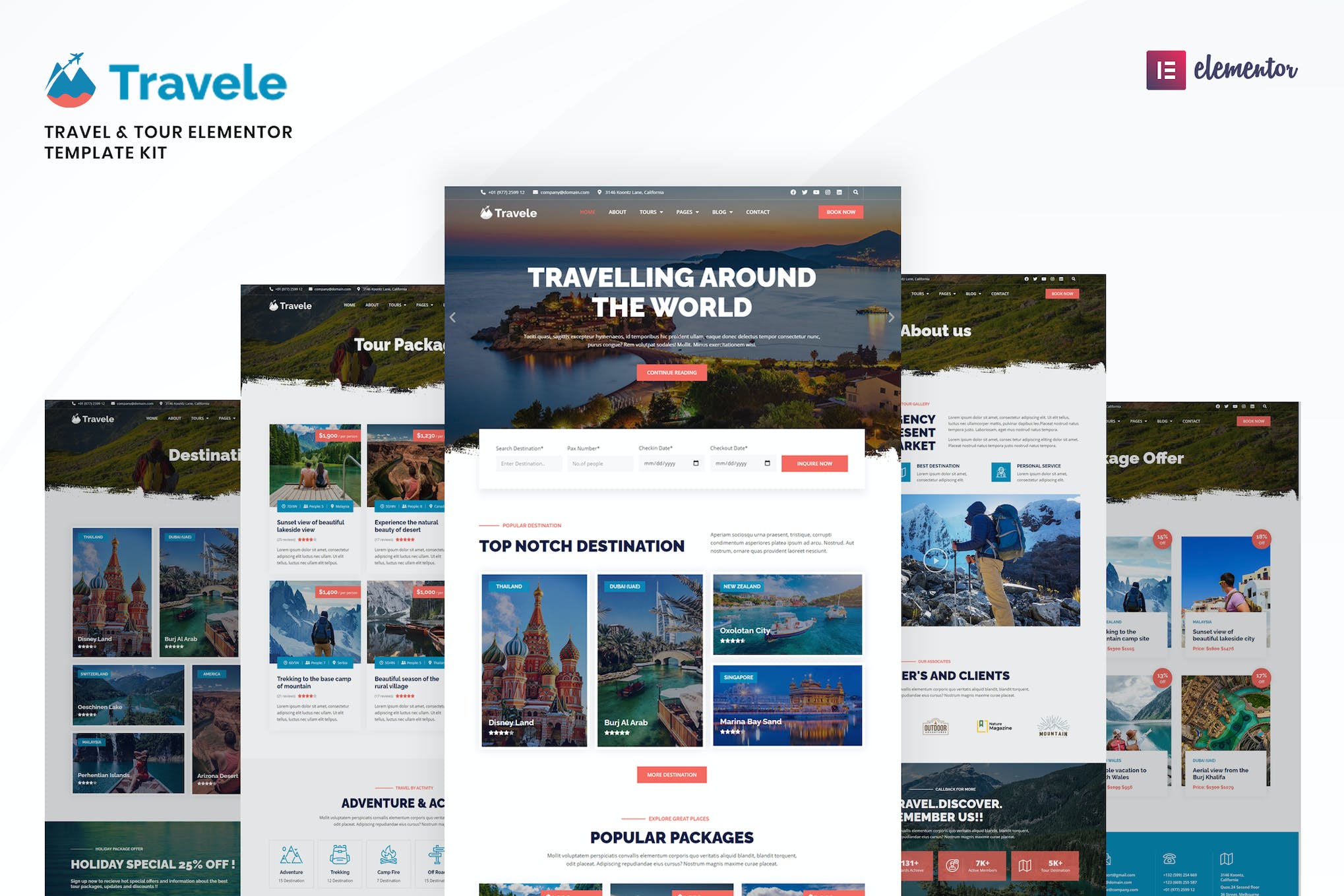 Travele – Travel & Tour Agency Elementor Pro Template Kit