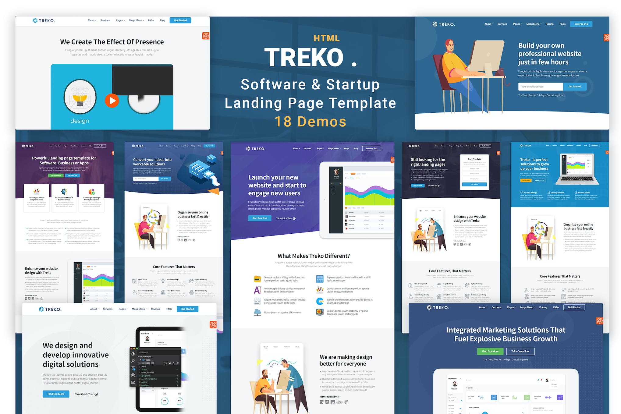 Treko – Startup and Software Landing Page template