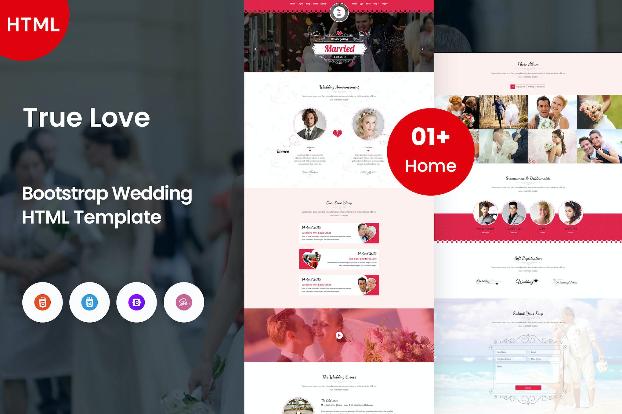 True Love – Bootstrap Wedding Template