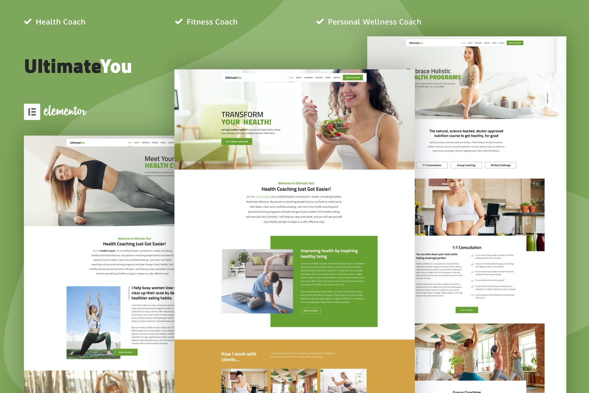 UltimateYou – Health Coach Elementor Template Kit