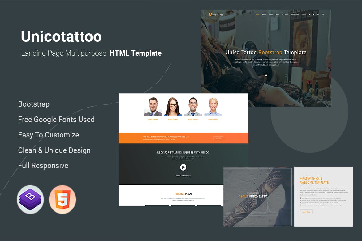 Unico tattoo – Multipurpose Landing Page Template