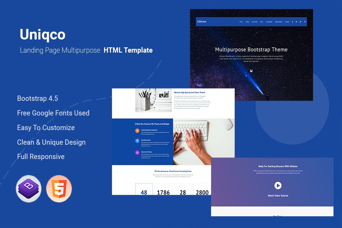 Uniqco – Multipurpose Landing page Template