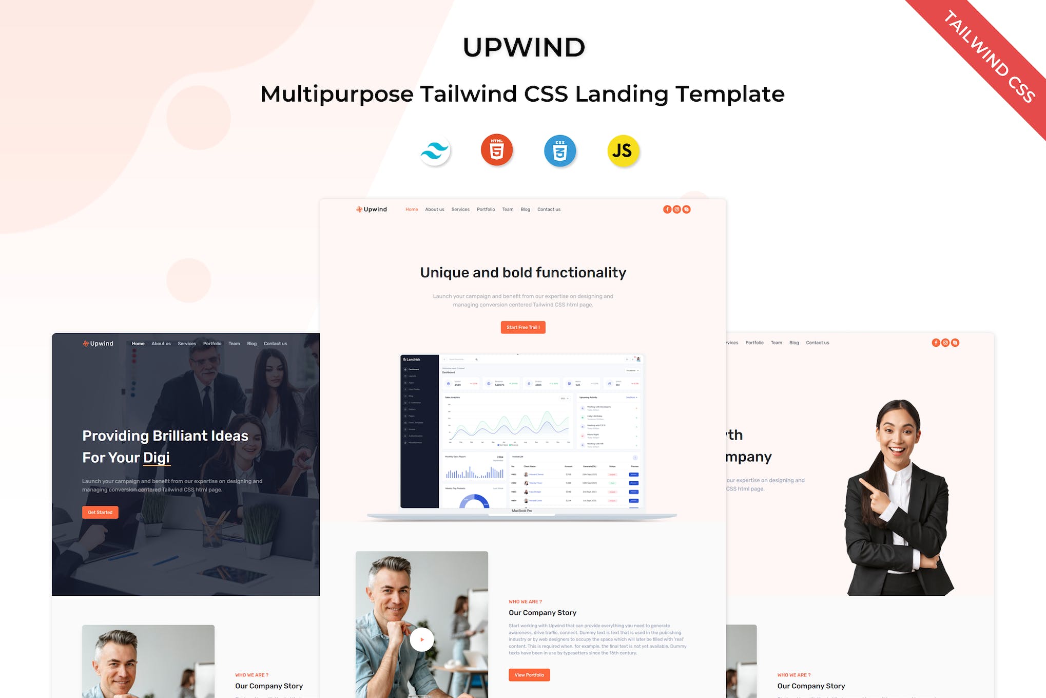 Upwind – Tailwind CSS Landing Template