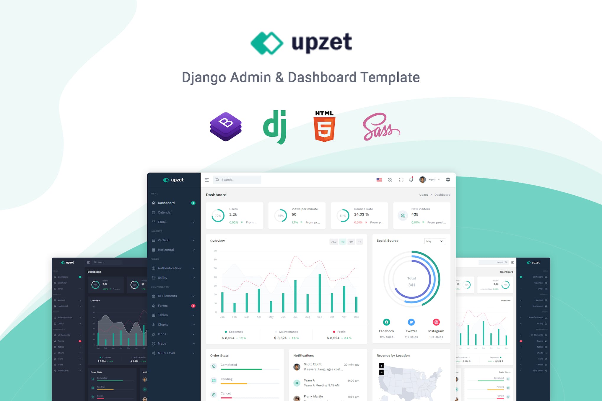 Upzet – Django Admin & Dashboard Template