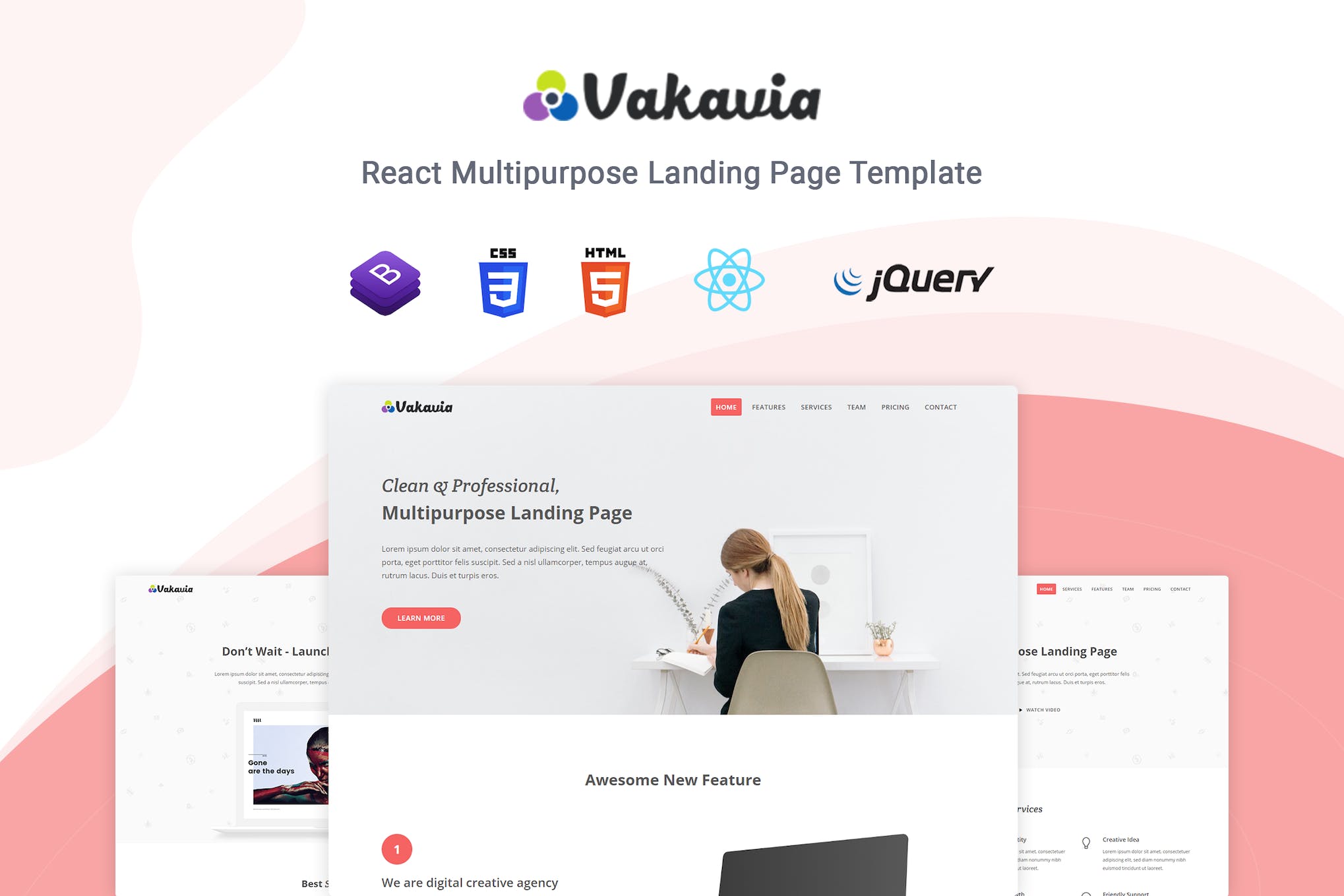 Vakavia – React Landing Page Template