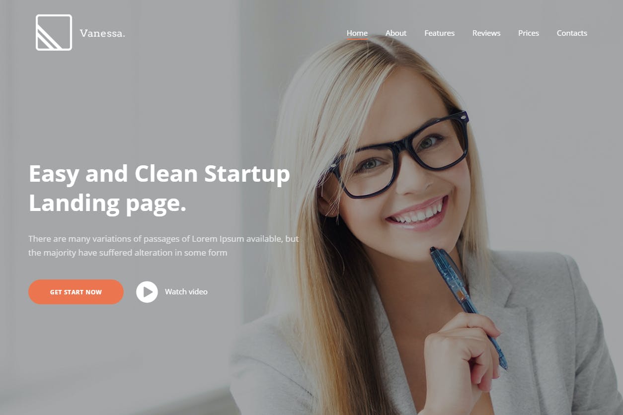 Vanessa – Easy Startup Landing Page Template