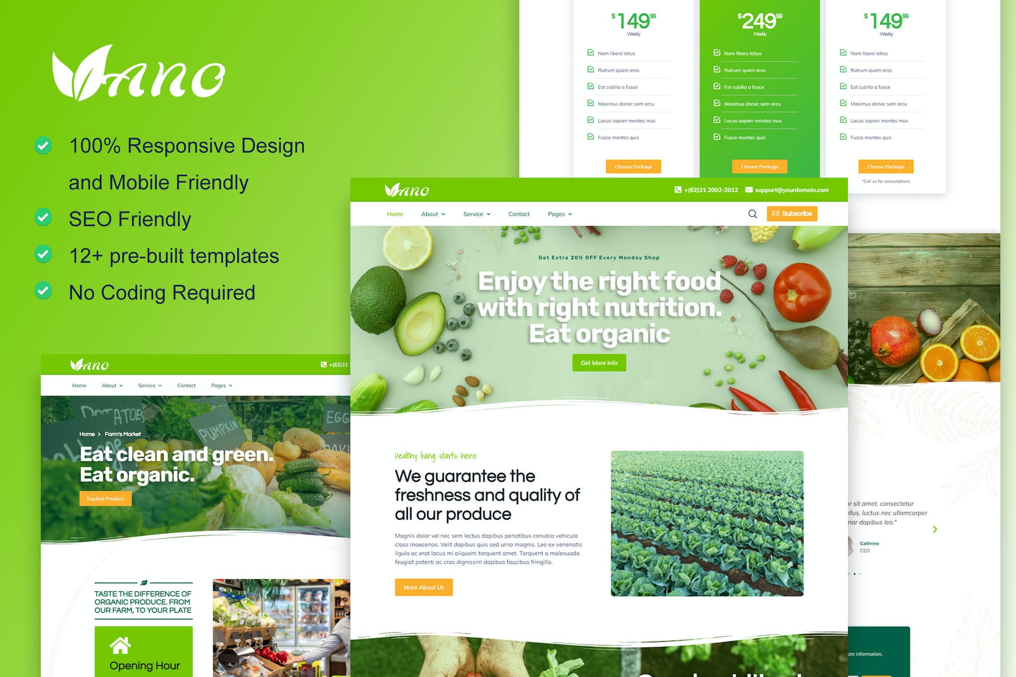 Vano – Organic Food & Agriculture Elementor Template Kit